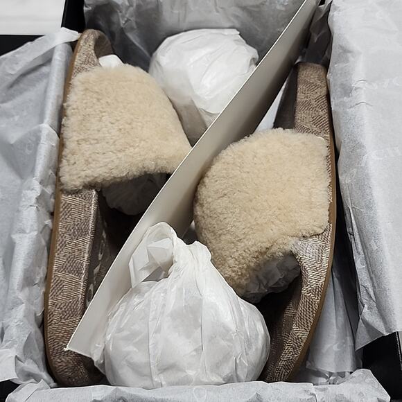 🐨COACH🐨ULLA SHEARLING SLIDE COMFORTABLE COLORWAY IVORY LADIES 8 NWB📦ELEGANT - Picture 5 of 16